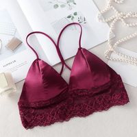 Wholesale Camisoles Tanks Sexy Crop Top Women Satin Silk Camis Bralette Beauty Back Lace Tube Strap Padded Seamless Bra