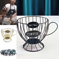 Wholesale Coffee Wrought iron cup and wire base shape coffee capsule storage basket Coffeware Sets