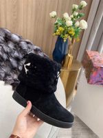 Wholesale 2021 Designer Women SNOWDROP FLAT ANKLE BOOTS Lady Fashion Snow Boot Waterproof Winter Warm Wool Leather Sneakers Size US