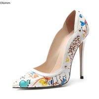 Wholesale Dress Shoes Olomm Women Pumps Sexy Stiletto High Heels Nice Pointed Toe Gorgeous Black White Party Plus US Size