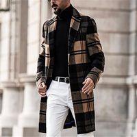 Wholesale 2021 European and American men s jacket clothing plaid woolen slim mid length casual single breasted coat jackets coats