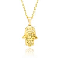 Wholesale Gemnel hip hop jewelry stainls steel Hamsa hand pendant gold kolye necklace men