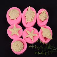 Wholesale Marine animal shaped Fondant Cake Silicone Mold Cupcake Soap Muffin Baking Tool Pearl Conch Starfish Sea Shell Heat Resistant GWE12043