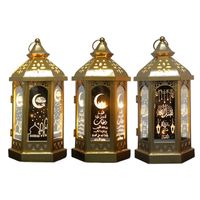Wholesale Happy Eid Mubarak Metal LED Lights Festival Lantern Ramadan Decoration Muslim