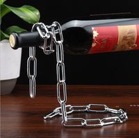 Wholesale newRed Wine Bottle Holder Bar Products Creative Suspension Rope Chain Support Frame Home Furnishing ornaments EWD6024