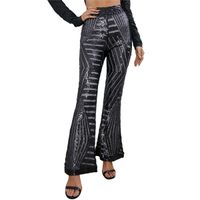 Wholesale Womens Pants Capris Sequin Wide Leg Pants Casual Slim High Waist Oversize Sequined Trousers Female Plus Size Elastic