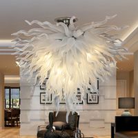 Wholesale Classic Blown Glass Chandelier Pendant Lamps LED Chandelier Lighting Fixture White Colored Chandelier Lights for Bedroom Hotel Lobby Decor