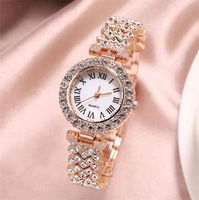 Wholesale 2 piec set Rose Gold Watch For Girls Fashion diamond Alloy Watch Women Fancy With wrist watch