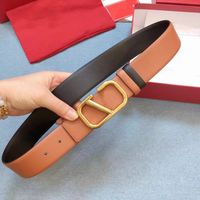Wholesale Ladies brand name belt leather fashion high end custom top layer cowhide CM double sided can use letter gold copper buckle