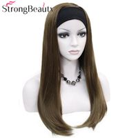 Wholesale strongbeauty long synthetic straight capless s half ladies wig with headband wig
