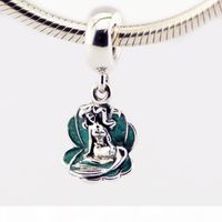 Wholesale 925 Sterling Silver Sorcerer Dangle Charm loose Bead Ariel in a Shell Fit European Pandora Style Jewelry Snake Chain Bracelets Necklaces