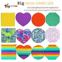 Wholesale Mega Jumbo Rainbow Tie dye Bubble Board Fidget Sensory Push Finger Game Puzzle Toys Large Big Size with Carabiner key ring bag pendant