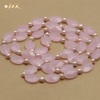 Wholesale JYX Elegant Rose Quartz necklace pink crystal faceted mm with mm natural pearl necklaces quot i love it