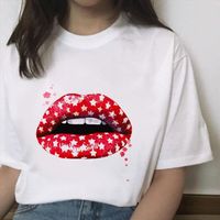 Wholesale Fashion Summer Harajuku Lips Leopard Men T Shirts Graphic And Women Base O Neckblack Tees Kiss Lip Funny Girls