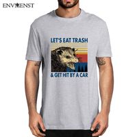 Wholesale Raccoon Let s Eat Trash Get Hit By A Car Vintage Tshirt Men Sport Cotton T Shirt summer fashion European women sweatshirt