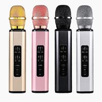 Wholesale K6 Karaoke Microphone Mini Handheld Microphones Wireless Bluetooth with Speaker for Sing Recording Interviews Colors