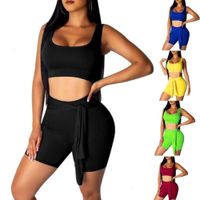 Wholesale Outfit Workout Tracksuits Sports Sleeveless Vest Short Pants Set Hot Women Summer