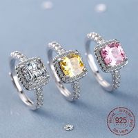Wholesale 925 Silver Adjustable Ring Simple Solitaire ct Zirconia Diamond Engagement Wedding Rings for Women XJZ388