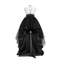 Wholesale High Low Black Tulle Skirt Asymmetrial Hem Layered Wedding Bridal Gown Waist Pleated Prom Gala Stylish Saia