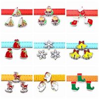 Wholesale Merry Christmas Series Snowflake Tree Hat Socks House Bell Slide Charms Beads For mm Bracelets Key Chains Pet Collar