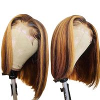 Wholesale Lace Wigs X4 Highlight Front Wig Bone Straight Human Hair Honey Blonde Brown Ombre Bob x4 Closure