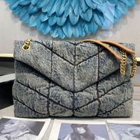 Wholesale Chain Messenger Bags Purse Women Shoulder Bag Fashion Top Quality Canvas Denim Pattern Gold Hardware Zipper Inner Pocket Thread Hasp