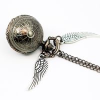 Wholesale Antique Steampunk Snitch Ball Quartz Pocket Watches With Pendant Necklace Chain Children Best Xmas Gift