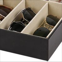 Wholesale Eyeglass Sunglasses Storage Box With Window Imitation Leather Glasses Display Case Storage Organizer Collector Slot GGA4246