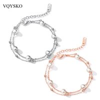 Wholesale Double Chain Pearl Bracelet For Women Stainless Steel Adjustable South Korean Beads Jewelry Bracelets Friendship Gift Design