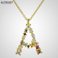 Wholesale andywen sterling silver letters a k alphabet initial pendant necklace d letter g jewelry opals crystal zircon cz colorful