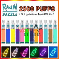Wholesale Authentic RandM Dazzle Puffs Disposable Pod E Cigarette With LED Light Rechargeable mAh Battery ml Tank Glowing Vape Pen Kit