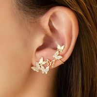 Wholesale Stud Gold Butterfly Earrings Ear Cuff Clip On For Women Girl Korean Fashion Gift