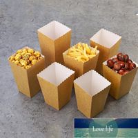 Wholesale 10Pcs Kraft Paper Gifts Box Square Pure Candy Popcorn Boxes Wedding Supply Baby Shower Christmas Birthday Party Carton