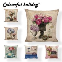 Wholesale Vintage Flower Bottle Pillowcase Phone Typewrite Camera cm Nordic Style Decorate Rock Chair Euro Style Luxury Cushion Cover