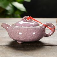 Wholesale CJ238 Different Colours Handmade Chinese Traditional Calving Glaze Ceramic Tea Service Pottery Teapot Kettle Chinaware