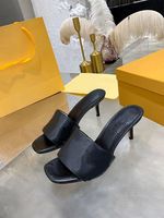 Wholesale 2021 Revival flat sandals low heeled slippers embossed patterns square toe high heeled sandal stitched sole with box size