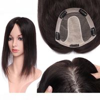 Wholesale Human Hair Topper for Women Silk Base With Clips In Hair Toupee Human Hair Piece Black Color