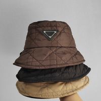 Wholesale Triangle Designers Winter Bucket Hat Women Mens Caps Hats Bonnet Down Beanie Womens Baseball Cap Snapbacks Beanies Fedora