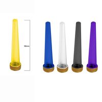 Wholesale 98mm Roll Packaging Bag Plastic Pre Rolling Cone Tube Doob Blunt Joint Conical Clear Black With Child Resistant Cap Custom Label Mix a48