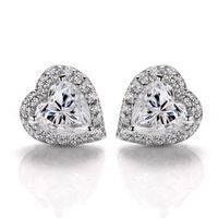 Wholesale BOEYCJR F color Halo Heart cut ct mm Moissanite VVS Fine Jewelry Diamond Stud Earring With certificate for Women
