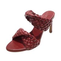 Wholesale Sandals Summer PU Leather Braided Thin High Heel Slides Women Party Shoes Cross Wove Folds Mules Sexy Slippers