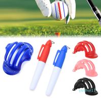 Wholesale 1 Set Golf Ball Triple Track Line Marker Chrome Stencil Marker Pen Golf Putting Positioning Aids Outdoor Golf Sport Tool