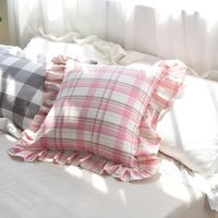 Wholesale Pillow Case Pink Plaid Yellow Princess European Cushion Protective Pad Cotton Pure Puffled Body Cover X60cm
