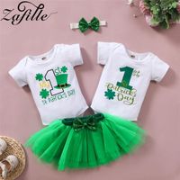 Wholesale Clothing Sets ZAFILLE My First St Patrick s Day Outfits Baby Girl Tull Tutu Skirt Set Summer Clover Festival Party Costume