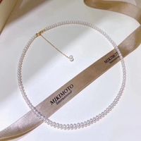 Wholesale 18K Solid Yellow Gold AU750 Jewelry Women Clavicle Necklace choker collar chain Natural Pearl Fashion Lady