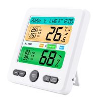Wholesale Indoor And Hygrometer Clock Temperature Wireless Gauge Electronic Equipment Wall mounted LCD Household Digital Alarm