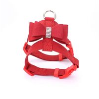 Wholesale Cat Collars Leads Bling Rhinestone Pet Harness Velvet Leash With Bowknot For Small Kitten Chihuahua Pink Collar Products