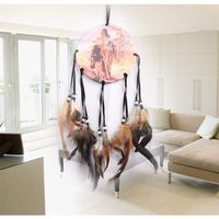 Wholesale Oil Painting Style Handmade Dream Catcher Net with feathers Wall Hanging Dreamcatcher Craft Gifts GWD12356