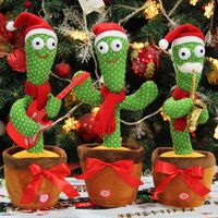 Wholesale Electronic Christmas Toy Plush Toys120 Songs Favor Dancing Cactus Potted Can talk Dancing singing and Twisting enchanting Early Education Toys For Kids