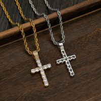 Wholesale Charms Fashion Female Cross Pendant Drop Gold Sliver Color Crystal Jesus Necklace Jewelry For Men Women